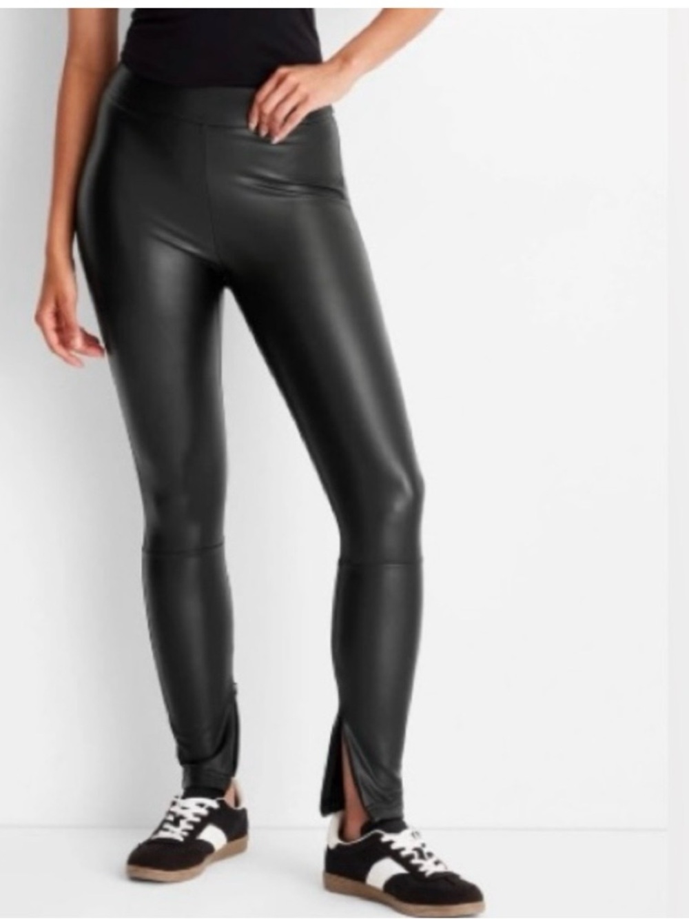 A New Day Women's High-Waisted Slim Fit Faux Leather Leggings - Black Small